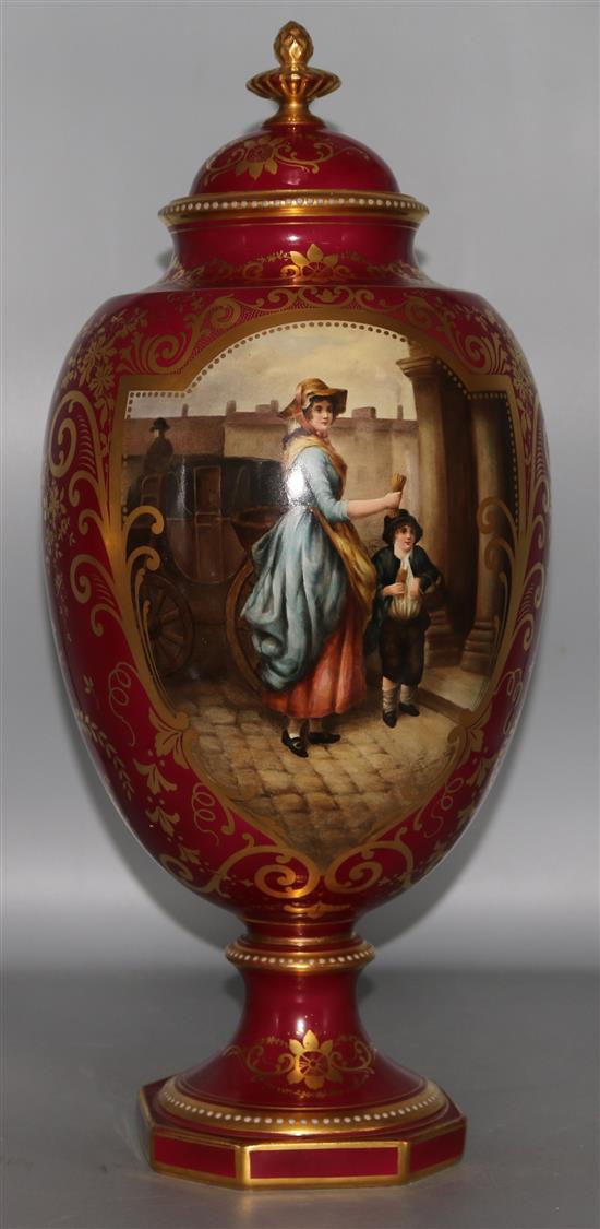 A large Royal Bonn Cries of London vase and cover